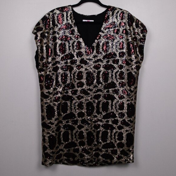 Buddy Love Aretha cheetah print sequin mini tunic dress-XS - Picture 1 of 4